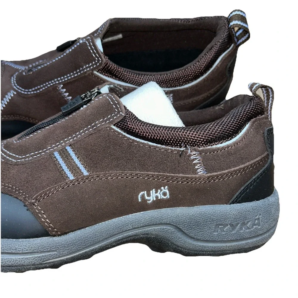 Ryka Women's Zip Front Brown Rain Duck Slip On Shoe Size 8W‎